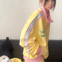 Yellow Y2K Star Embroidery Zip Up Jacket  - Thumbnail 5