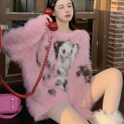 Pink dog fluffy sweater 
