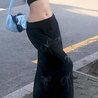 Black Bow A-Line Maxi Skirt  - Thumbnail 2