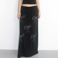 Black Bow A-Line Maxi Skirt  - Thumbnail 7