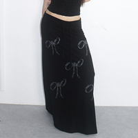 Black Bow A-Line Maxi Skirt  - Thumbnail 8