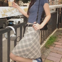 Plaid A-Line Midi Skirt - Thumbnail 1
