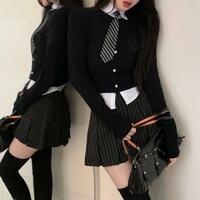 Black Stripe Pleated Mini Skirt  - Thumbnail 8