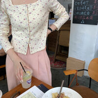 Floral V Neck Button Jacket  - Thumbnail 2