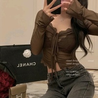 Red Lace See Through Blouse  - Thumbnail 7