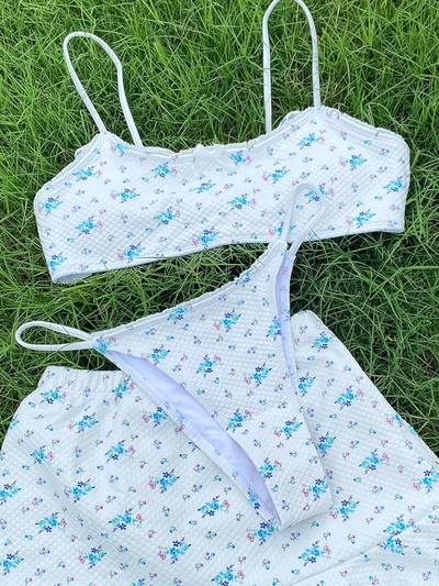 3PCS Floral Bikini Swimsuit Set