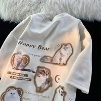 Cat Print Short Sleeve T-shirt  - Thumbnail 2