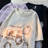 Cat Print Short Sleeve T-shirt  - Thumbnail 3