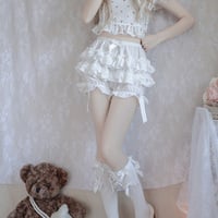 White Frilly Lace Ruffle Bloomer Shorts  - Thumbnail 3