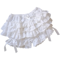 White Frilly Lace Ruffle Bloomer Shorts  - Thumbnail 4