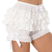 White Frilly Lace Ruffle Bloomer Shorts  - Thumbnail 6