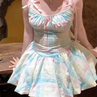 Rainbow Fairy Bow Colorful Mini Dress  - Thumbnail 4