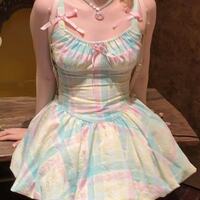 Rainbow Fairy Bow Colorful Mini Dress  - Thumbnail 6
