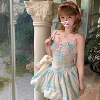 Rainbow Fairy Bow Colorful Mini Dress  - Thumbnail 7
