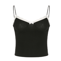 2PCS Patchwork Bow Lace Camisole + Knit Cardigan  - Thumbnail 6