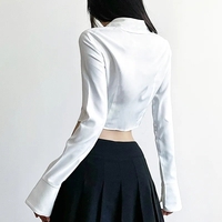 White Butterfly Rhinestone Tie + Long Sleeve Shirt Set - Thumbnail 3