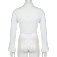 White Butterfly Rhinestone Tie + Long Sleeve Shirt Set - Thumbnail 6