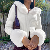 Faux Fur Trim Collar Jacket  - Thumbnail 1