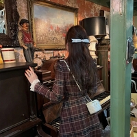 Preppy Plaid Long Sleeve Dress - Thumbnail 1