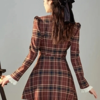 Preppy Plaid Long Sleeve Dress - Thumbnail 4