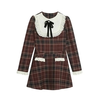 Preppy Plaid Long Sleeve Dress - Thumbnail 5