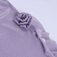 Purple Glitter Flower Frill Split Midi Dress  - Thumbnail 8