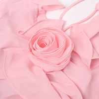 Pink Flower Halter Fold Mini Dress - Thumbnail 7