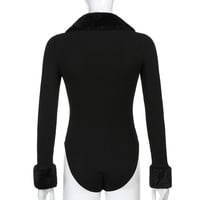 Black Faux Fur V Neck Bodycon Sweater  - Thumbnail 6