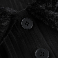 Black Faux Fur V Neck Bodycon Sweater  - Thumbnail 7