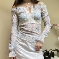 Fairy Floral Lace Patchwork Long Sleeve T-shirt  - Thumbnail 2