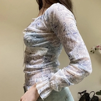 Fairy Floral Lace Patchwork Long Sleeve T-shirt  - Thumbnail 7