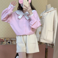 Cute Soft Pastel Pink Sailor Collar Long Sleeve T-Shirt Top - Thumbnail 3