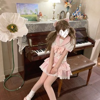 Sweet Rabbit Pink Plaid Sailor Collar Shirt & Skirt Set - Thumbnail 2