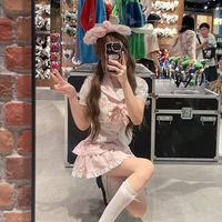 Sweet Rabbit Pink Plaid Sailor Collar Shirt & Skirt Set - Thumbnail 5