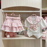 Sweet Rabbit Pink Plaid Sailor Collar Shirt & Skirt Set - Thumbnail 9