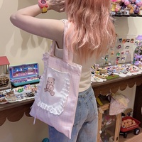 Girl's Dream Teddy Bear Cute Coquette Girl Tote Bag - Thumbnail 4