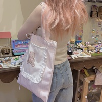 Girl's Dream Teddy Bear Cute Coquette Girl Tote Bag - Thumbnail 5