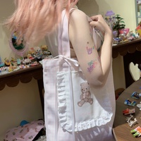 Girl's Dream Teddy Bear Cute Coquette Girl Tote Bag - Thumbnail 6