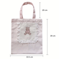 Girl's Dream Teddy Bear Cute Coquette Girl Tote Bag - Thumbnail 9