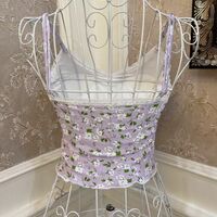 Sweetheart Princess Purple Floral Coquette Camisole Tank Top - Thumbnail 1