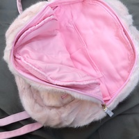 White Bunny Rabbit Doll Plush Fluff Cute Mini School Backpack Bag - Thumbnail 3