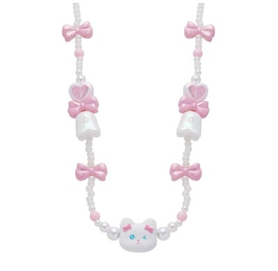 Pink Bow Cute Cat Vintage Pendant Necklace