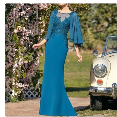 Mermaid mother of the bride /groom dresses  applique bead long wedding guest gowns backless elegant dress women for wedding party