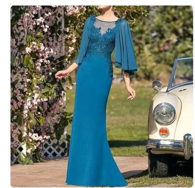 Mermaid Mother Of The Bride /Groom Dresses  Applique Bead Long Wedding Guest Gowns Backless Elegant Dress Women For Wedding Party