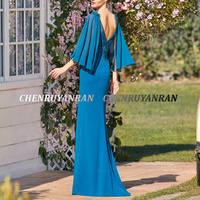 Mermaid Mother Of The Bride /Groom Dresses  Applique Bead Long Wedding Guest Gowns Backless Elegant Dress Women For Wedding Party - Thumbnail 1