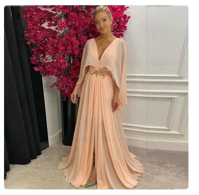 Elegant Dress Women for Wedding Party Formal  Chiffon V-Neck Sexy Mother of the Bride /Groom Dresses for Weddings A Line