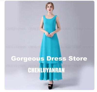 Blue Mother of the Bride /Groom Dresses  2 Pieces Chiffon Wedding Dress Gowns Real Picture Long Sleeves Sexy Wedding Party Dress