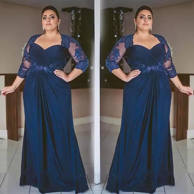 Plus size royal blue mother of bride/groom dress