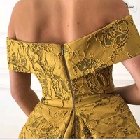 Long Evening Dresses 2023 Elegant Cap Sleeve High Quality V-neck Sexy High Slit Saudi Arabia Gold Formal Gown,1471 - Thumbnail 1