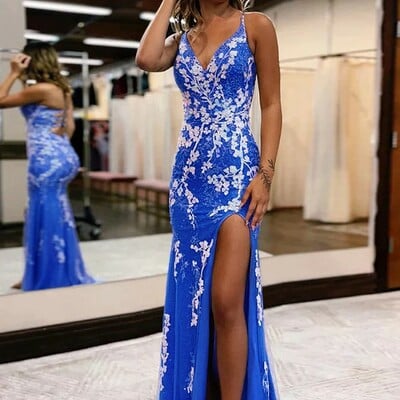 Sheath/column tulle applique v-neck sleeveless sweep/brush train dresses，1594